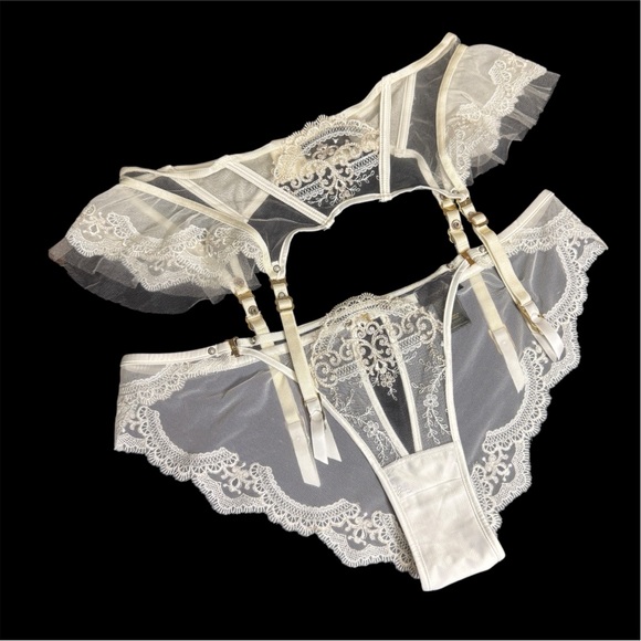 RESERVED. Honey Birdette Gabrielle Ivory Suspender and brief set - Picture 8 of 11